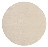 the carpet Relax Weicher, Badezimmerteppich, Bad Set, Badematte, Badvorleger, Anti-Rutsch Unterseite, Waschbar bis 30 Grad, Super Soft, Felloptik Beige, 120 cm Rund