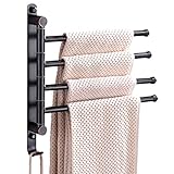 FAMMIX Schwenkbarer Handtuchhalter, Bronze, ölgerieben, klappbarer Arm, drehbarer Aufhänger, Badezimmer-Aufbewahrung, Organizer, rostfreie Wandhalterung, drehbarer Handtuchhalter für Dusche, Küche, 4