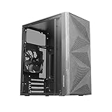 Mars Gaming MC-1500, Kompaktes MicroATX-Gehäuse, Gehärtetes Glas-Seitenfenster, Geometrisches Total-Mesh-Frontdesign, 1x Ultra-leiser 120mm FDB-Lüfter, Schwarz
