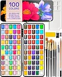Artistro Aquarellfarben-Set mit 100 Farben, leuchtende Farben in tragbarer Box. Perfektes Reiseaquarell-Set für Künstler, Hobby-Maler und zum Malen