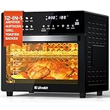 LLIVEKIT Heißluftfritteuse Minibackofen 26L, 1700W Airfryer XXL mit 12 Programmen und Rezeptbuch, Heißluft-Backofen mit digitalen LED-Display, Fritteuse mit Vorheizen, Warmhalten & Aufwärmen