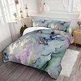 LLSZAHD Marmorierte Adern Bettwäsche 135×200cm, Abstrakte Muster Muster bettwäsche-Sets, Mikrofaser Bettbezug mit Reißverschluss und Kissenbezug 80×80cm