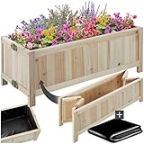 tectake® Hochbeet Holz, Hochbeete-Kit für Balkon, Terrasse, Hochbeet Garten, Pflanzkasten, Kräuterbeet, Frühbeet, Gemüsebeet, Pflanzenbeet, zur Anzucht, als Blumenkasten - 30l, 70 x 30 x 25 cm