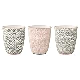 Bloomingville Becher Cécile, rosa grau, Keramik, 3er Set, 8,5cm