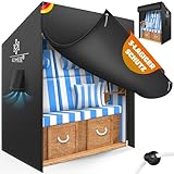 KESSER® Premium Strandkorb Schutzhülle mit Belüftungsöffnungen, Strandkorbhülle Wasserdicht, Winterfest UV-Beständiges, Schwerlast Reißfest 600D Oxford Gewebe Abdeckung (135x105x175cm), Schwarz