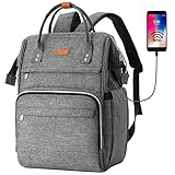 RJEU Rucksack Schule Damen,Schulrucksack Frauen,Laptop Rucksack mit 12-16 Zoll Laptopfach für Mädchen Teenager,Universität,Studium,Arbeit,Reisen(grau)