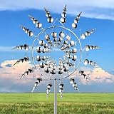 3D Metall-Windmühle, Einzigartige Magische Rasen-Wind-Spinner, Windmühle aus Edelstahl, Magische Metall-Windmühle für Hof und Garten Windfänger Außenterrassendekoration