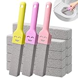 Hexizexi 12 Stück Bimsstein Toilettenreiniger Bimsstein Toilette mit 3 Griffe Austauschbar Pumice Stone für Toiletten Badezimmer Küchen Pools