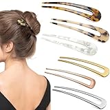 Alethron 6 Stück Haarnadeln, French Twist Hair Pin, Für Haarnadel Haarnadeln Groß U-förmige Hair Clip Haarnadel Haarklemmen Damen Retro Haarstäbchen Gold Silber