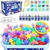 Hot Bee Magic Water Gel Kinder Spielzeug ab 4 5 6 7 Jahre DIY Magic Jelly Elf Kit Aqua Gelz Set 10 Farben 8 Doppelseitig Formen Geburtstag Geschenk für Mädchen Jungen 4 5 6+ Meerestier & Tierfiguren