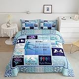 Bettwäsche-Set für Queen-Size-Betten, geometrisches Karomuster, 3-teilig, Eislaufschuhe, Cartoon-Steppdecken-Set für Kinder, Teenager, Jungen, Mädchen, Raumdekoration, Skater, Sport, Gaming,