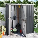 Keyroto Geräteschuppen für den Außenbereich Gartenhaus Gartenhaus aus verzinktem Stahl Anthrazit- 180,5 x 97 x 209,5 cm