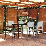 JKYOU 7-teiliges Gartenmöbel-Set in Schwarz und Weiß mit Material: pulverbeschichteter Stahl, Glas
