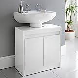 FT-Store Hochglanz-Waschbeckenunterschrank, weiß, ideal für alle Badezimmer, B01