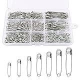 Redamancy 460 Stück Sicherheitsnadeln, 7 Größen Sicherheit Pins, Silber Haltbar Sicherheitsnadeln für Kleidung, Basteln Nähen Säumen Craft, Rostbeständig