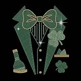 SUPERDANT Saint Patrick Strass Transfer Zum Aufbügeln Grün St. Patrick Day Anzug Bling Aufbügelbilder Hot Fix Aufkleber Kleeblatt DIY Dekor Für Saint Patrick'S Day Kleidung