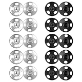 Thinp 100 Paar Druckknöpfe,Druckknöpfe zum Annähen,Metall Druckknöpfe,Druckknöpfe Schwarz Silber,10mm snaps,Druckknopf Set,Verschlussknöpfe für Geldbeutel Handtasche Kleidung DIY Handwerk Nähreparatur