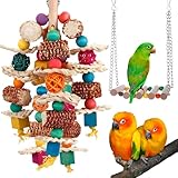 CNYMANY 2 Stück Papageienspielzeug, Maiskolben aus Natur Kauspielzeug für Vögel und Schaukelspielzeug für Vögel, Vogelkäfigzubehör für Nymphensittiche, Graupapageien, Aras, Sonnensittiche
