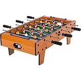GAMES PLANET Mini Kicker Tischfußball „Chelsea“, Maße: 70x37x25 cm, Gewicht: 4 kg, 6 Spielstangen, Kleiner Kinder Tischkicker inkl. 2 Bälle, Holzdekor hell