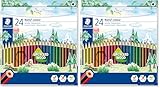 Staedtler Buntstifte Noris colour, rutschfeste Soft-Oberfläche, hohe Bruchfestigkeit, Made from Upcycled Wood, intensive Farben, Sechskantformat, 24 Farbstifte im Kartonetui, 185 C24 (Packung mit 2)