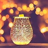 YUNYODA Elektrische Duftlampe, 3D Glas Aroma Lampe Wachsbrenner, Ölbrenner Wachs Schmelzbrenner Wärmer Kerzenölbrenner Nachtlicht Dekorative Lampe für Zuhause Schlafzimmer