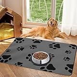 Caiyloxn Napfunterlage Hund 60 X 40 cm Haustierfuttermatte für Hunde und Katze Große Futtermatte Hundenapf Unterlage rutschfeste wasserdichte Futternapf Unterlage für Haustiere(Grau)