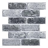 COMSTICKC 3D Wandpaneele Selbstklebend Steinoptik Grau, Upgrade Dickere 3D Wandfliesen Ziegel, 10 Stück, Wandverkleidung Selbstklebend 3D PVC Wandpaneele Innenwanddekoration,30x30 CM,Wasserdicht