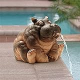 Gartenstatue Tierteich Sprinkler,Wasserspeier Hippo Teichsprinklerfür Gartenteich Miniteich Vogel-Bad Terrassenteich Zinkwannen Garten Balkon Deko