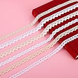 6 Roll Spitzenband Weiß 30M Vintage Spitzenbordüre Zierband Spitzenstoff Spitzenborte Zum Basteln Dekoband Spitze Stoffband für Diy Basteln Geschenkverpackung Hochzeit Nähen (Beige Weiß)