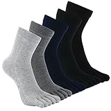 Herren Zehensocken Baumwolle Männer Five Fingers Socken Sport laufende Zehe Socken, Mischfarben-5 Paar, EU 39-44