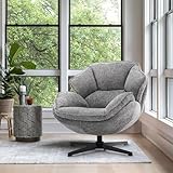 IWMH Sessel Wohnzimmer 360°Drehbar, Loungesessel Schlafzimmer, Polsterstuhl mit Breiter Sitzfläche, Ohrensessel mit Metallbeinen, Relaxsessel Lesesessel für Wohnzimmer Schlafzimmer Büro (Grau)