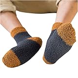 Wintersocken für Herren, flauschige Socken, Korallensocken, niedlich, solide, Reitsocken für Damen, dunkelgrau, Einheitsgröße