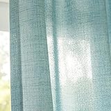 Wycian Curtain Voile Gardinen Blau 2 Er Polyester Volltonfarbe H274 X B132Cm für Schlafzimmer