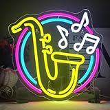 Horseneon Saxophon Neon Schild Musik Neon Sign Neon Schild Personalisiert Neon Schild für Wanddekor USB Dimmbare LED-Neonlichter für Schlafzimmer Musik Live-Studio Musik Bar