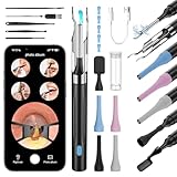6 in 1 Kamerawerkzeug zur Ohrenschmalzentfernung mit Pinzette, Ear Scope Otoskop Set mit 6 LED Kameralichtern, visueller Ohrpicker, kabelloser Ohrenschmalzentferner (schwarz, DF004)