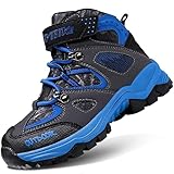 ASHION Winterschuhe Jungen Schneestiefel Kinder Mid Gefütterte Winterstiefel Wanderschuhe Trekking Baumwollschuhe,B Blau,30 EU
