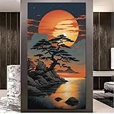 ShangShengzi Diamond Painting Erwachsene XXL Luna Baumsee, Diamant Painting Bilder Groß, Diamond Painting Set for Anfänger Mosaic Craft Kit für Wand Dekor Round Drill 40x80 cm
