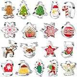 Orapink 18 Stücke Weihnachts Ausstecher Set aus Edelstahl, Weihnachten Ausstechformen zum Backen – Weihnachtsbaum, Lebkuchenmann, Schneeflocke, Weihnachtsmann, Ornament und Mehr Formen