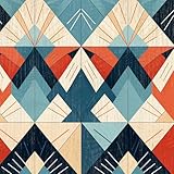 Selbstklebende Tapete Geometrisch, 44 x 300 cm Bunt Abstrakte Dreiecks-Muster Tapete Blau Rot und Beige Farbenfrohe Abstrakt Dreieckig Möbelfolie Selbstklebend für Badezimmer Wohnzimmer Schlafzimmer