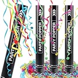 HYran Konfettikanonen*4, Luftschlangen Kanone 40cm, Konfettikanone XXL, Party-Popper, Konfetti Kanonen, Konfetti-Shooter, 5-8m Effekthöhe, für Hochzeit, Geburtstag, Babyparty, Absolvent, Party