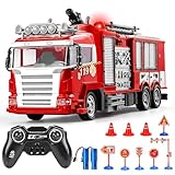 MOMOSTAR Feuerwehrauto Ferngesteuert, 1:18 Feuerwehr Auto mit Licht Sound Wasserspritz, Feuerwehrauto Spielzeug für Kinder ab 3 4 5 6 Jahre, Groß Feuerwehr Spielzeugauto Geschenk für Junge