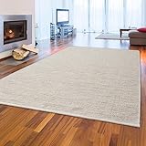 Teppich-Traum Eleganter handgewebter Woll-Teppich Esszimmer strapazierfähig hochwertig Creme-beige, 160 x 230 cm