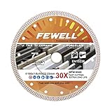 FEWELL Turbo-Schneidrad, 17,8 cm, superdünn, 1,6 mm, X-Zähne, Diamantklinge, Trocken- und Nassschneiden von Porzellan, Fliesen und Keramik (1 Stück)