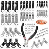 Zaleonline 85 STK Ersatz Reißverschluss Set Reißverschluss Reparatur Set 3mm 5 mm 8mm Metall Reißverschluss mit installieren Zange für Jacken Taschen Zelte Gepäck Schlafsack Koffer