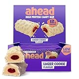 ahead Protein Riegel | LINZER | 14x 45g Extra softer Protein Riegel mit cremigem Kern | Low Carb Eiweißriegel ohne Zuckerzusatz & ohne Palmöl