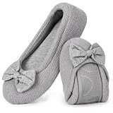 EverFoams Damen Gemütlich Leicht Frottee Baumwolle Memory Foam Ballerina Hausschuhe, Grau, 40/41 EU