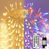 Led Lichterkette Strom 15M 100 LED mit Fernbedienung Timer Merkfunktion Lichterkette IP65 Wasserdicht für Innen und Außen,Niederspannung, Lichterkette für Party Weihnachten Garten Zimmer