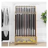 Freistehender Gürtelständer mit Rädern, tragbarer Präsentationsständer mit Aufbewahrungskorb für Einzelhandel und Heimorganisation