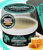 Robfox Lederpflege | Natürliches Lederfett mit 30% Bienenwachs | 250 ml Lederreiniger inkl. Schwamm zur Reinigung von Schuhe, Sitze, Kleidung | Ideal als Schuhcreme o. Schuhreiniger | Premium Balsam