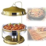 XNXYSMKJ 4,5L/9L Edelstahl Warmhaltebehälter, Warmhaltebehälter Buffet-Set mit hängendem Deckel, Catering-Buffet-Wärmebehälter-Set umfasst Nahrungswanne, Wasserwanne, Brennpaste-Ofen (9L)